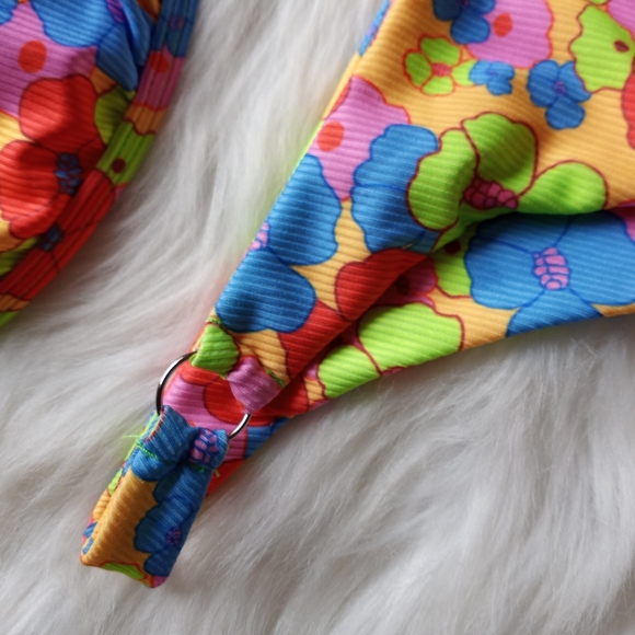 Floral Print Spaghetti Strap Bikini Bathing Suit 2 Piece Swimsuit, NWOT - Picture 7 of 14